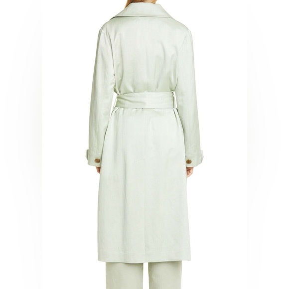 NWT $695 Vince Womens Coat S Small Celery Green Linen Blend Belted Coat - Picture 8 of 10